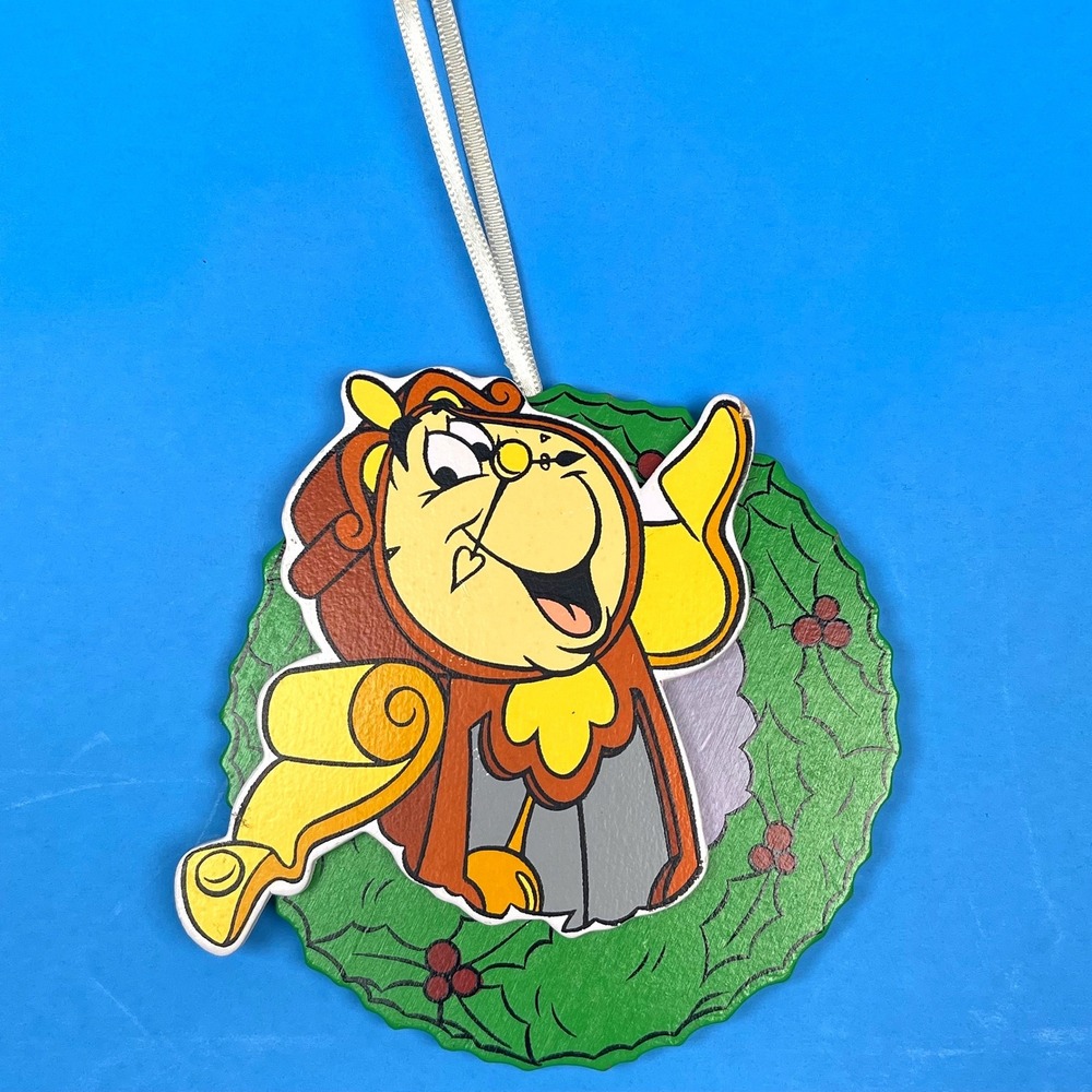 Vintage Disney Cogsworth Beauty & the Beast Wood Christmas Ornament Kurt Adler